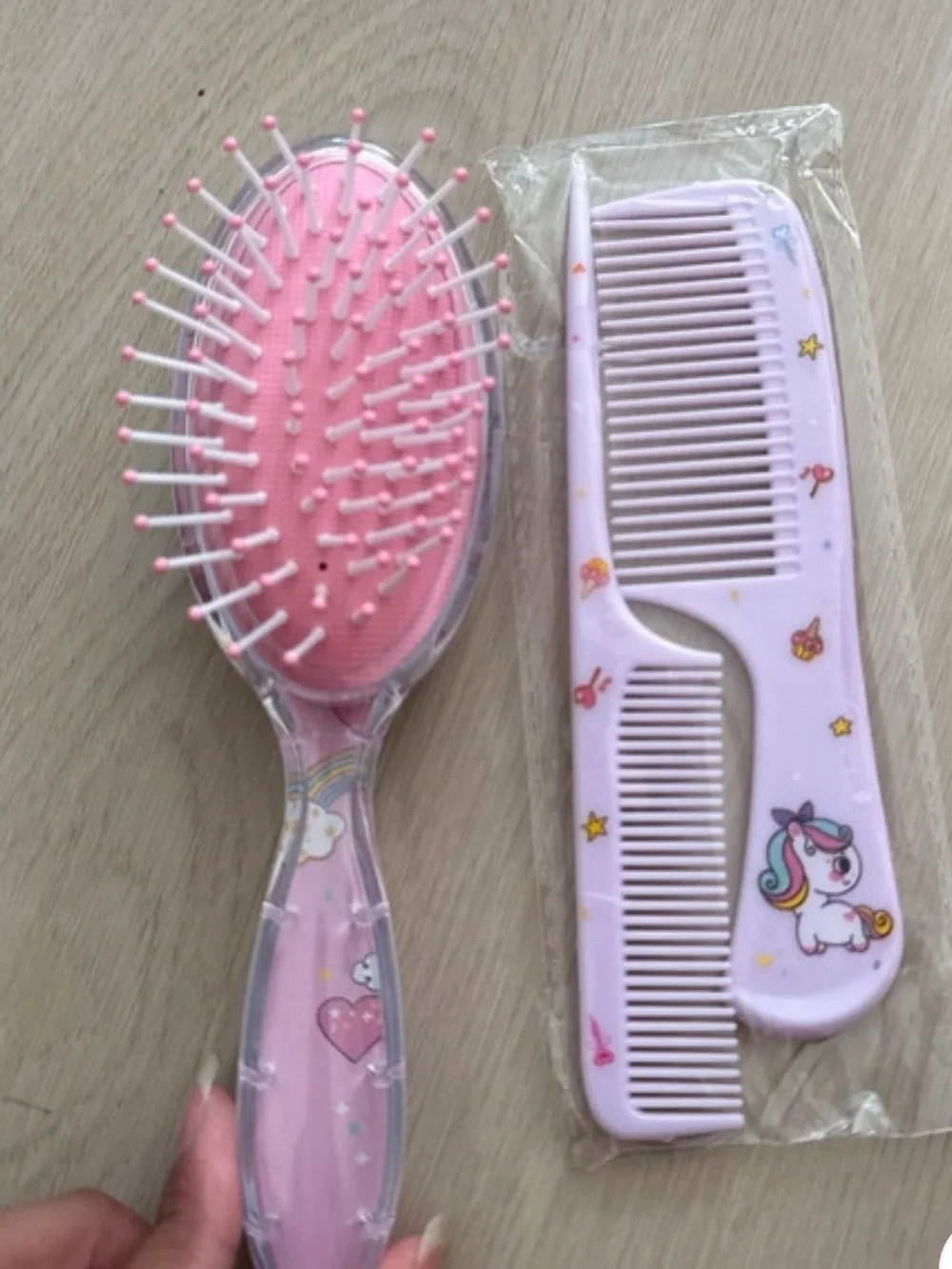 Unicorn Hair Brush & Comb Set 3-Piece Pink Rainbow Kids NEW